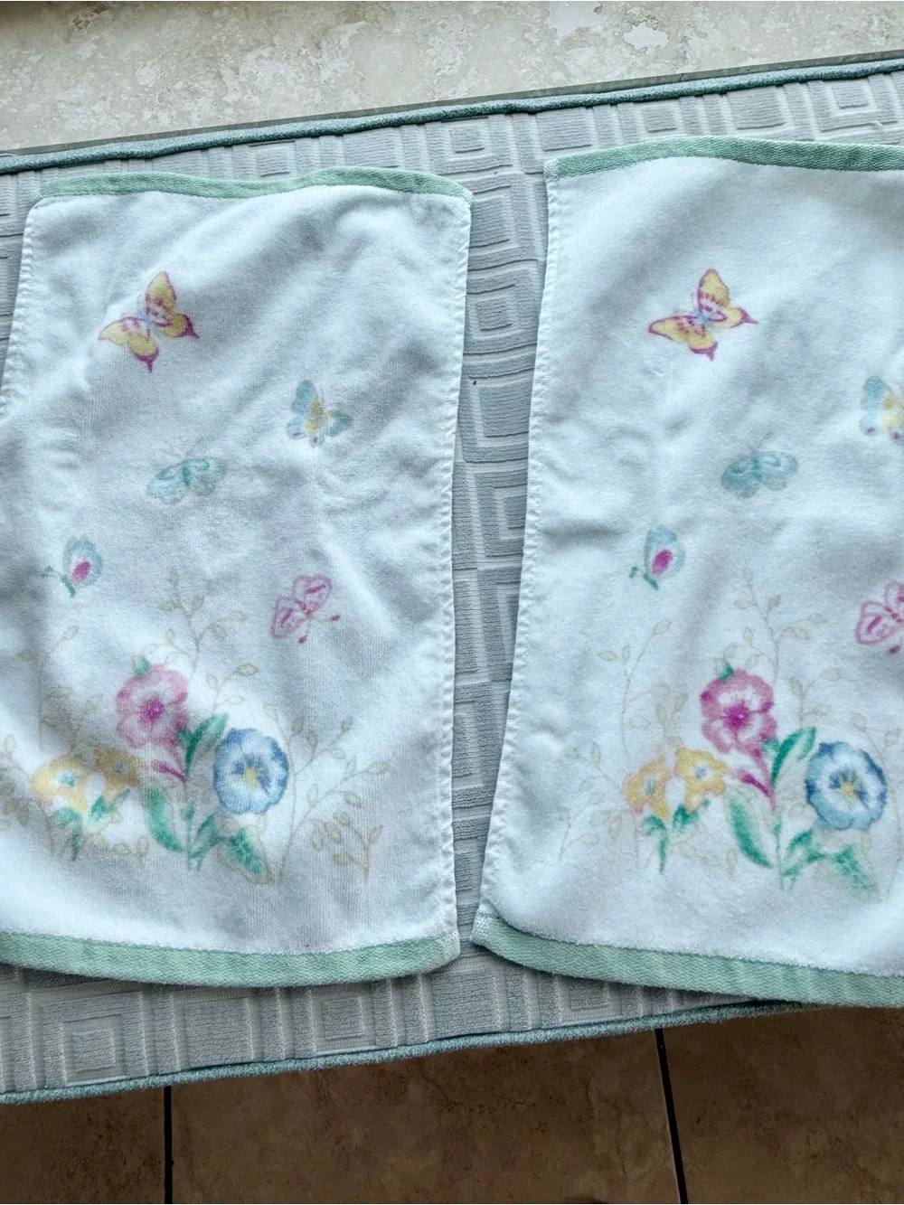 Lenox Butterfly Meadows Shower Curtain and 5 Bathroom Towel Set - Bath and Hand